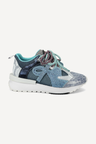 Pantofi sport din piele și textil MGZ-85-3750-albastru-alb
