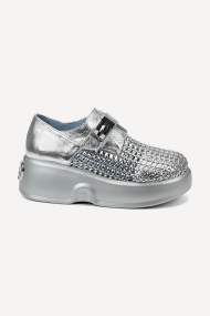 Mocasini cu platformă din piele naturală MGZ-90-07-argintiu