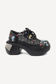 Pantofi din piele si textil MGZ-90-10154-negru