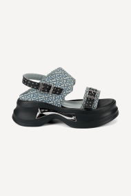 Sandale cu platforma din piele MGZ-90-10239-gri-negru