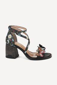 Sandale din piele cu toc mijlociu MGZ-90-10283-negru