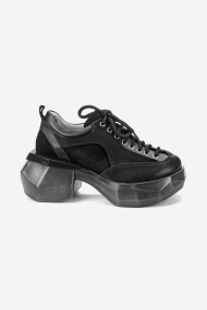 Mocasini din piele și piele întoarsă MGZ-90-10326-negru