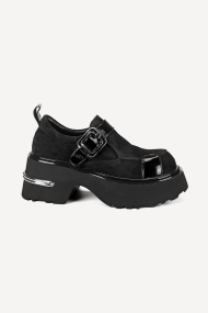 Mocasini din piele întoarsă și piele lăcuită MGZ-90-10342-negru