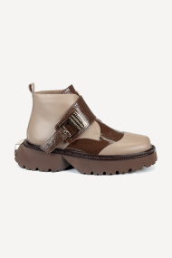 Botine din piele și piele lăcuită MGZ-90-10360-bej