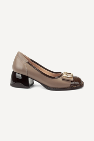 Pantofi din piele cu toc jos MGZ-90-10422-bej-maro