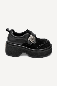 Mocasini din piele întoarsă și piele MGZ-90-208-negru