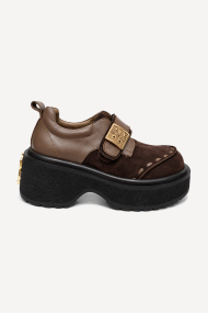 Mocasini din piele întoarsă și piele MGZ-90-208-maro