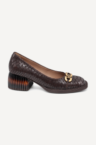 Pantofi din piele cu imprimeu de șarpe MGZ-90-306-maro