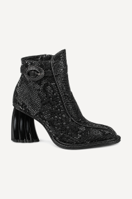 Ghete din piele naturală cu imprimeu MGZ-90-323-negru