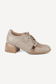 Pantofi cu toc gros din piele MGZ-90-6019-bej