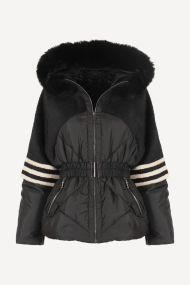 Geaca de piele si textil MK-22181-negru