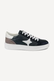 Pantofi sport din piele și piele întoarsă MM-21168-albastru-alb