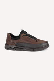 Pantofi sport din piele și piele nubuc MM-22486-maro
