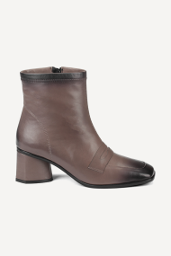 Botine cu toc gros din piele NSR-1212-maro