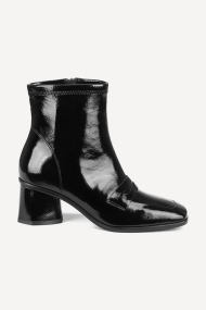 Botine cu toc gros din piele NSR-1212-negru