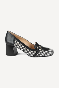 Pantofi toc mijlociu din piele NSR-1241-negru