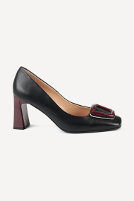 Pantofi cu toc înalt din piele NSR-1245-negru-burgundia