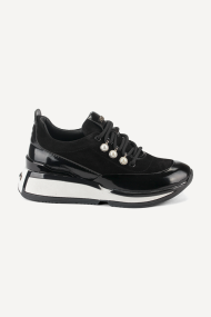 Pantofi sport din piele intoarsa si lacuita NSR-6889-negru