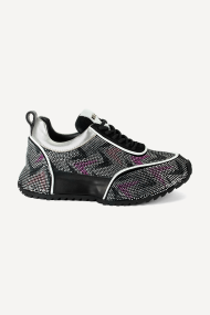 Pantofi sport din piele întoarsă NSR-6892-negru-alb