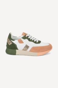 Pantofi sport de piele NSR-6992-camel/verde