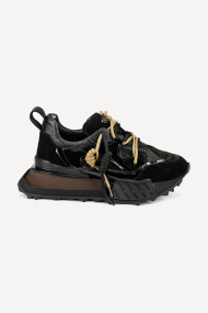Pantofi sport din piele naturală și piele întoarsă NSR-9504-negru