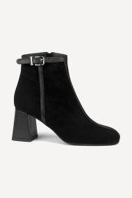 Botine cu toc mijlociu din piele SY-27053-negru