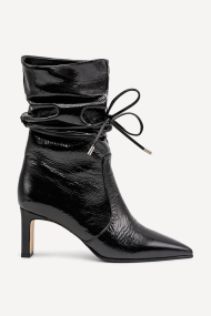 Botine din piele lăcuită cu toc mediu SY-27745