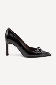 Pantofi cu toc înalt din piele lăcuită SY-28584-negru