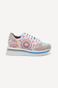 Pantofi sport din piele cu imprimeu VSL-1762-albastru-roz