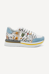 Pantofi sport din piele cu imprimeu VSL-2446-alb-albastru