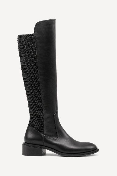 Cizme din piele naturală cu toc jos ADL-101-27-negru