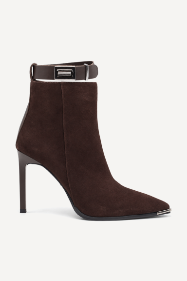Botine cu toc înalt din piele întoarsă ADL-332-27-maro