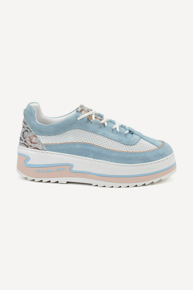 Pantofi sport din piele și piele întoarsă ARG-26500-albastru-alb