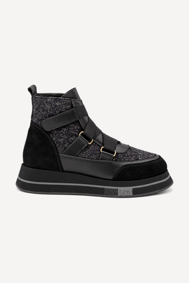 Ghete sport din piele naturală și piele întoarsă ARG-2766-negru