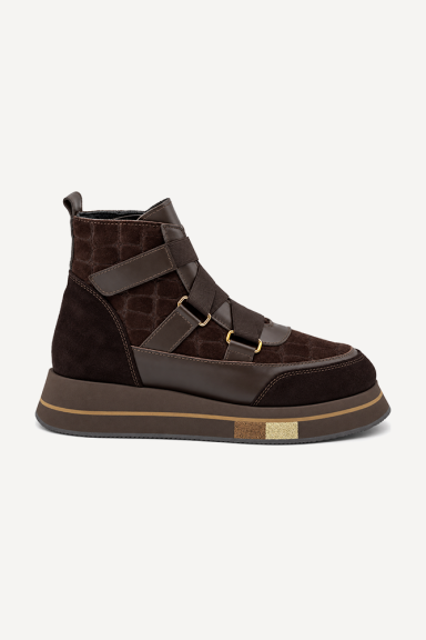 Ghete sport din piele naturală și piele întoarsă ARG-2766-maro