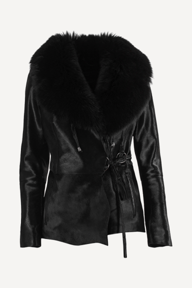 Palton de piele DMD-1509/1-negru