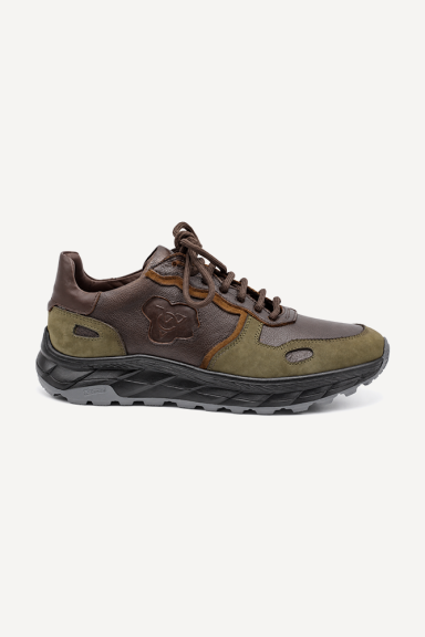 Pantofi sport din piele naturală și nubuc DVR-L010-maro-verde