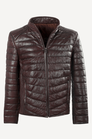 Geaca de piele  ENV-3249-maro