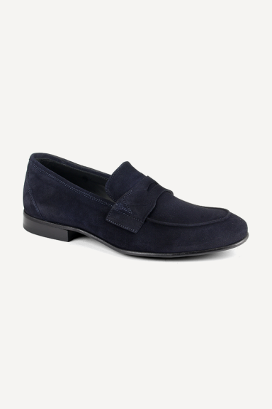 Pantofi din piele întoarsă GS-1304-albastru