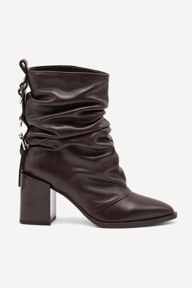 Botine din piele naturală cu toc mediu MGZ-13-7034 