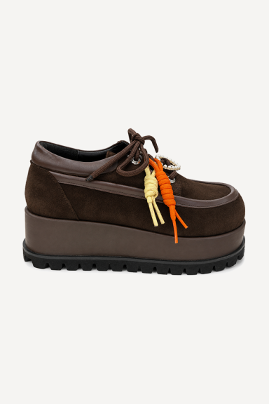 Mocasini cu platformă din piele întoarsă MGZ-133-2007-maro-închis