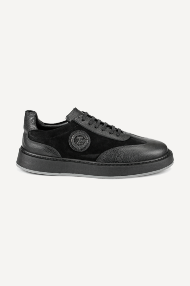 Pantofi sport din piele naturală și piele întoarsă MGZ-284-64264-negru