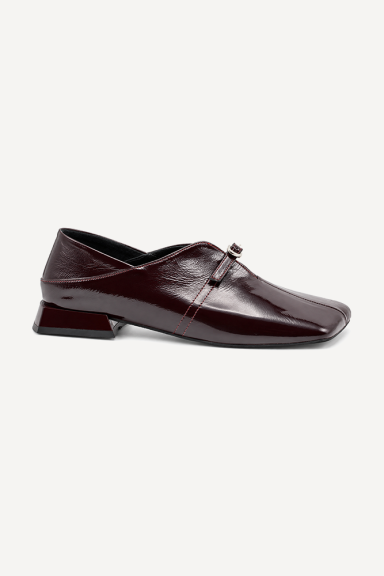 Pantofi cu toc jos din piele lăcuită MGZ-330-3240-bordeaux