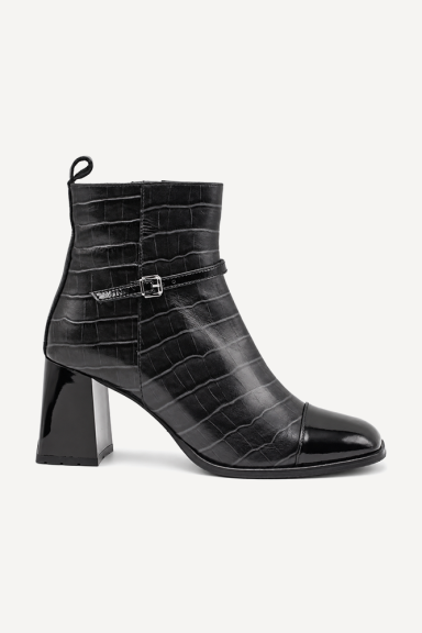 Botine din piele cu toc mediu MGZ-366-4059-black