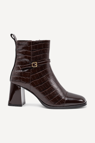Ghete din piele naturală cu imprimeu MGZ-366-4059-maro