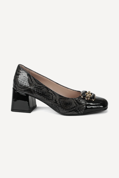 Pantofi din piele lăcuită cu imprimeu MGZ-378-5298-negru
