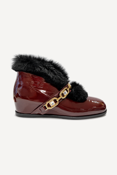 Ghete din piele lăcuită MGZ-378-5459-bordeaux