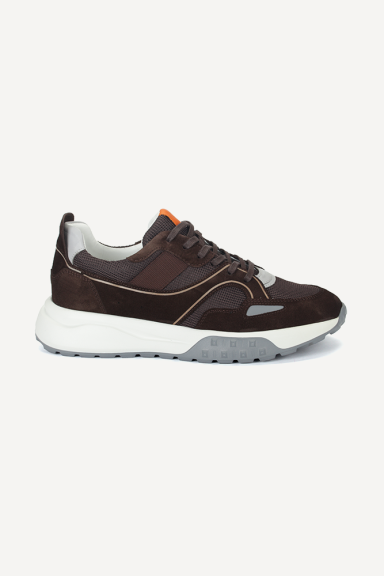 Pantofi sport din piele întoarsă și textil MGZ-454-040-maro