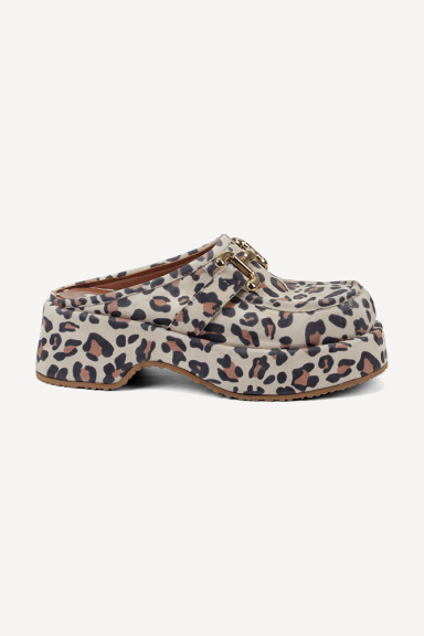 Papuci din piele întoarsă cu imprimeu leopard MGZ-50-24281