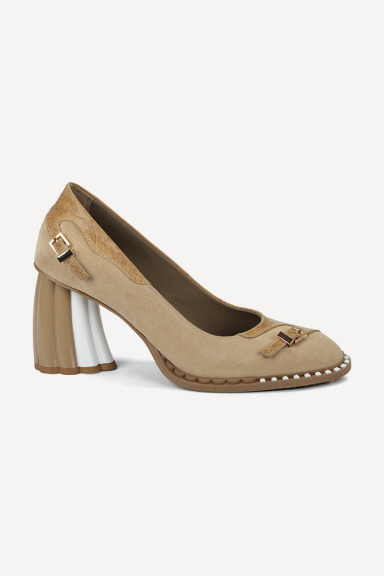 Pantofi din piele cu toc înalt MGZ-90-075-bej
